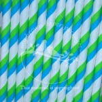 Paper Straws Green Blue Stripe